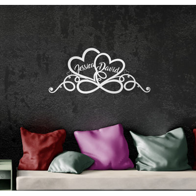Hearts & Infinity Metal Wall Decor Love Art with Your Custom Text for Wedding, Valentines Day Gift