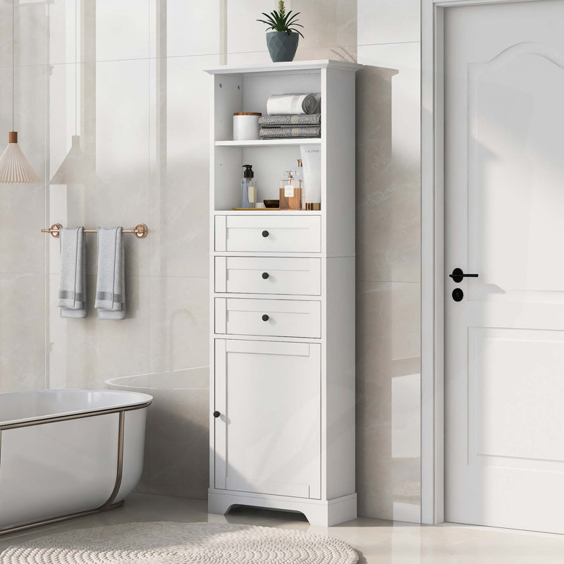 Versatile Tall Storage Cabinet with Multiple Compartments for Various Rooms, White