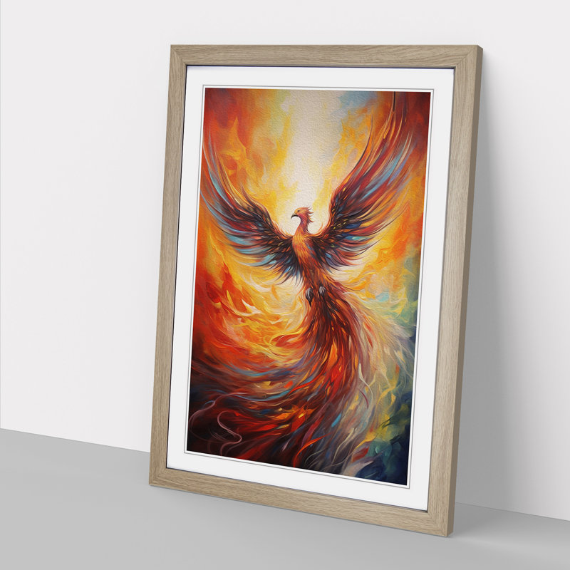 Phoenix Hard Edge Framed Print, 46cm H x 34cm W x 2cm D, Oak