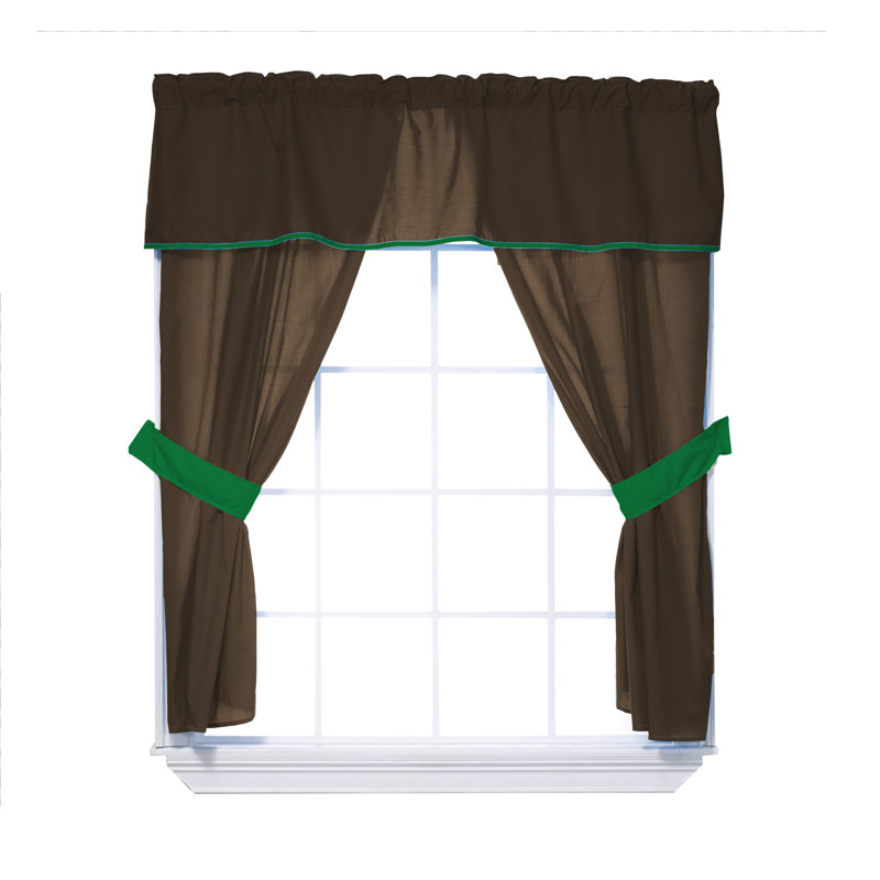 Semi Sheer Sliding Panel Pair, Brown/Green