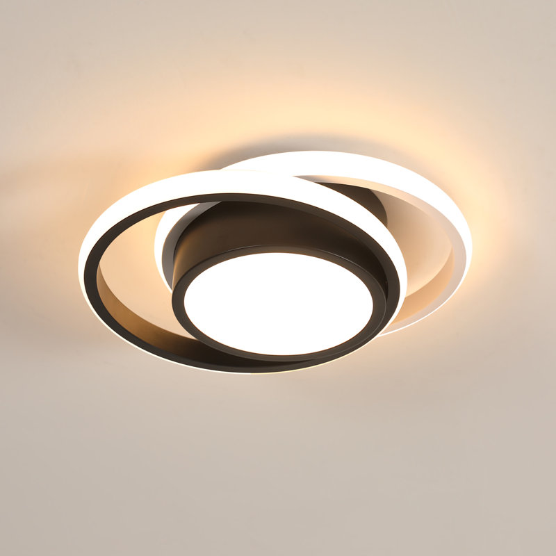 Mataponi 2-Light 27cm LED Flush Mount Ceiling Light, 3000K, Black