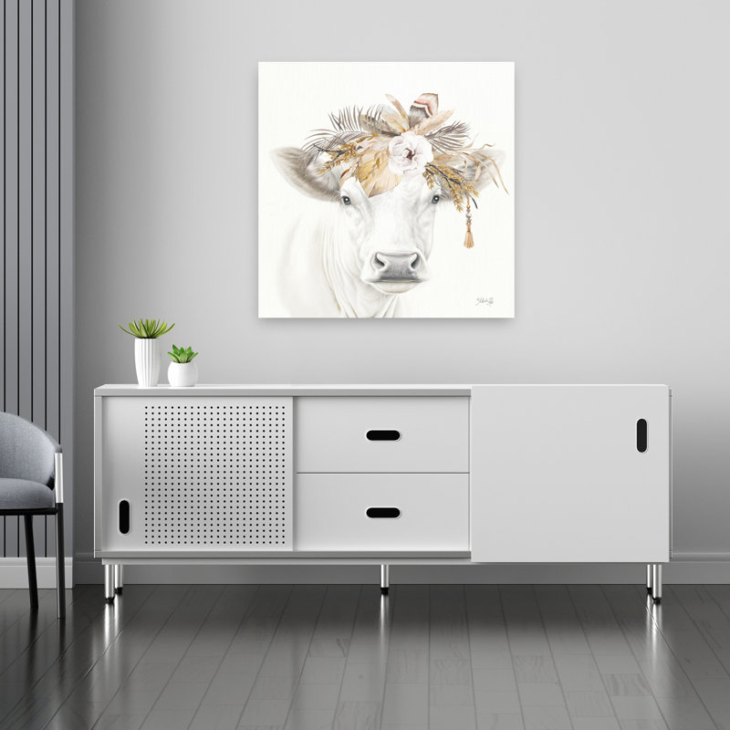 Boho Charolais Abstract Contemporary Landscape Nature Wall Art Print 1 Piece Wrapped Canvas Wall Art, 91.44cm H x 91.44cm W