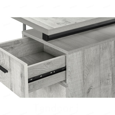 Bureau d'ordinateur, bureau à domicile, ordinateur portable, configuration gauche/droite, tiroirs de rangement, 122 cm (48 po), plateau en stratifié gris, structure en métal noir