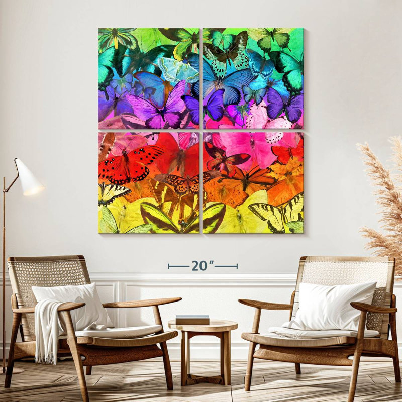 Brampt arc-en-ciel de papillons, H 57 po x l 57 po