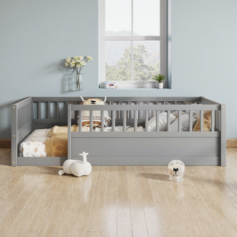 Structure de lit pour enfants Montessori, Lit double, Gris