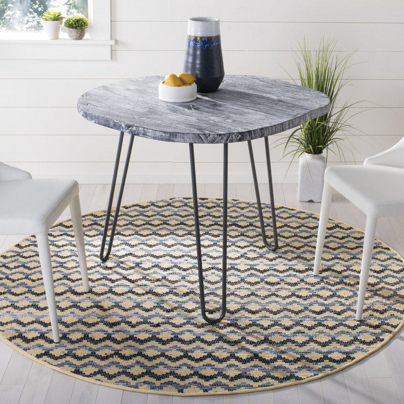 Annia Hand Woven Cotton Geometric Rug, Round 4'