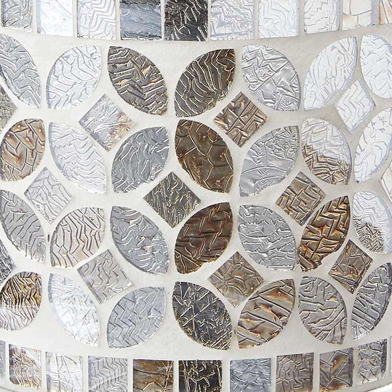Champagne Gold and Silver Mosaic Glass Bathroom Storage Jar