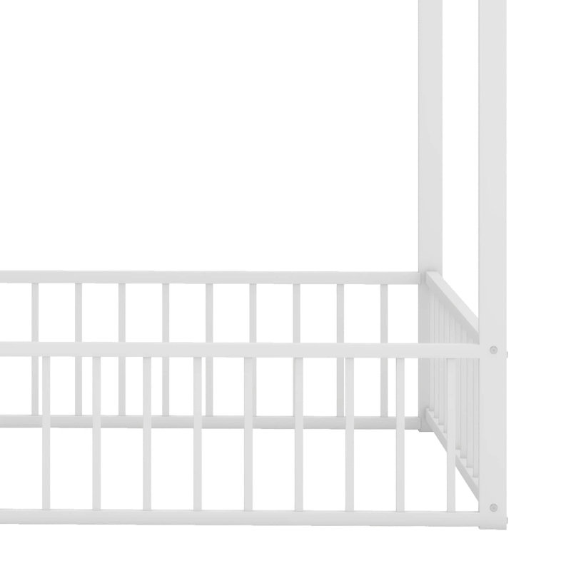Structure de lit simple en métal avec clôture - pour enfants, adolescents, Blanc