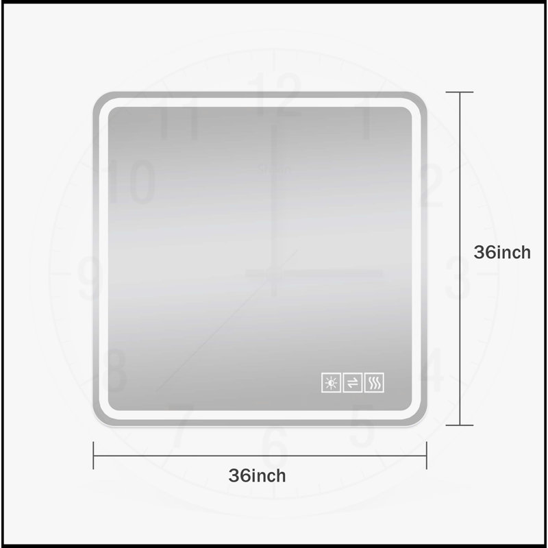 Miroir de salle de bain à DEL avec miroirs de salle de bain, 36 po x 36 po, Carrée