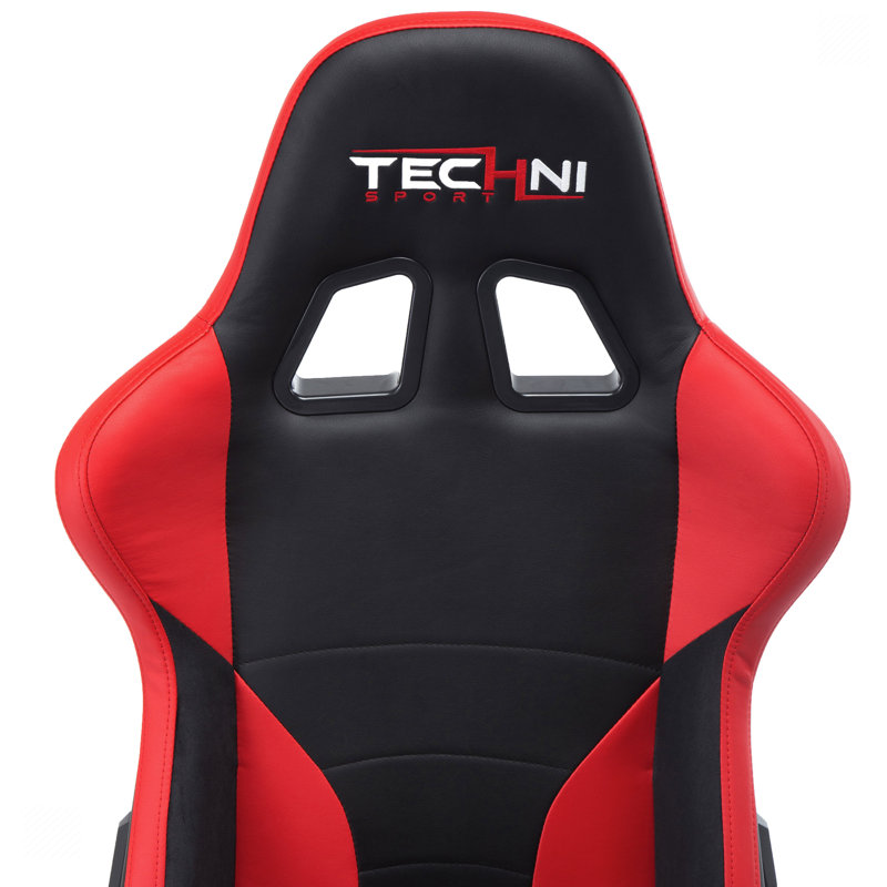 Red and Black Ergonomic PU Leather Gaming Chair with Lumbar Support
