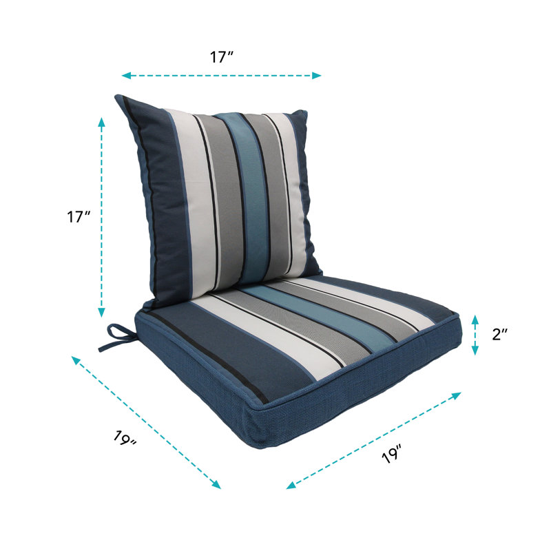 Rohando Outdoor 2'' Dining Chair Seat Cushion, Blue