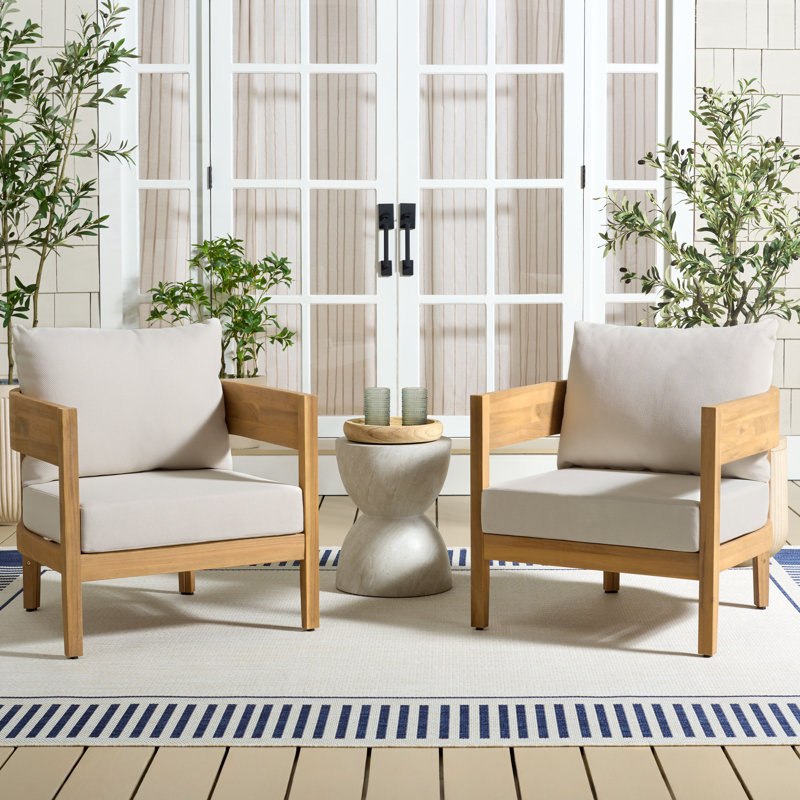Ensemble de 2 chaises de patio Kaiiden, Oak/Ivory