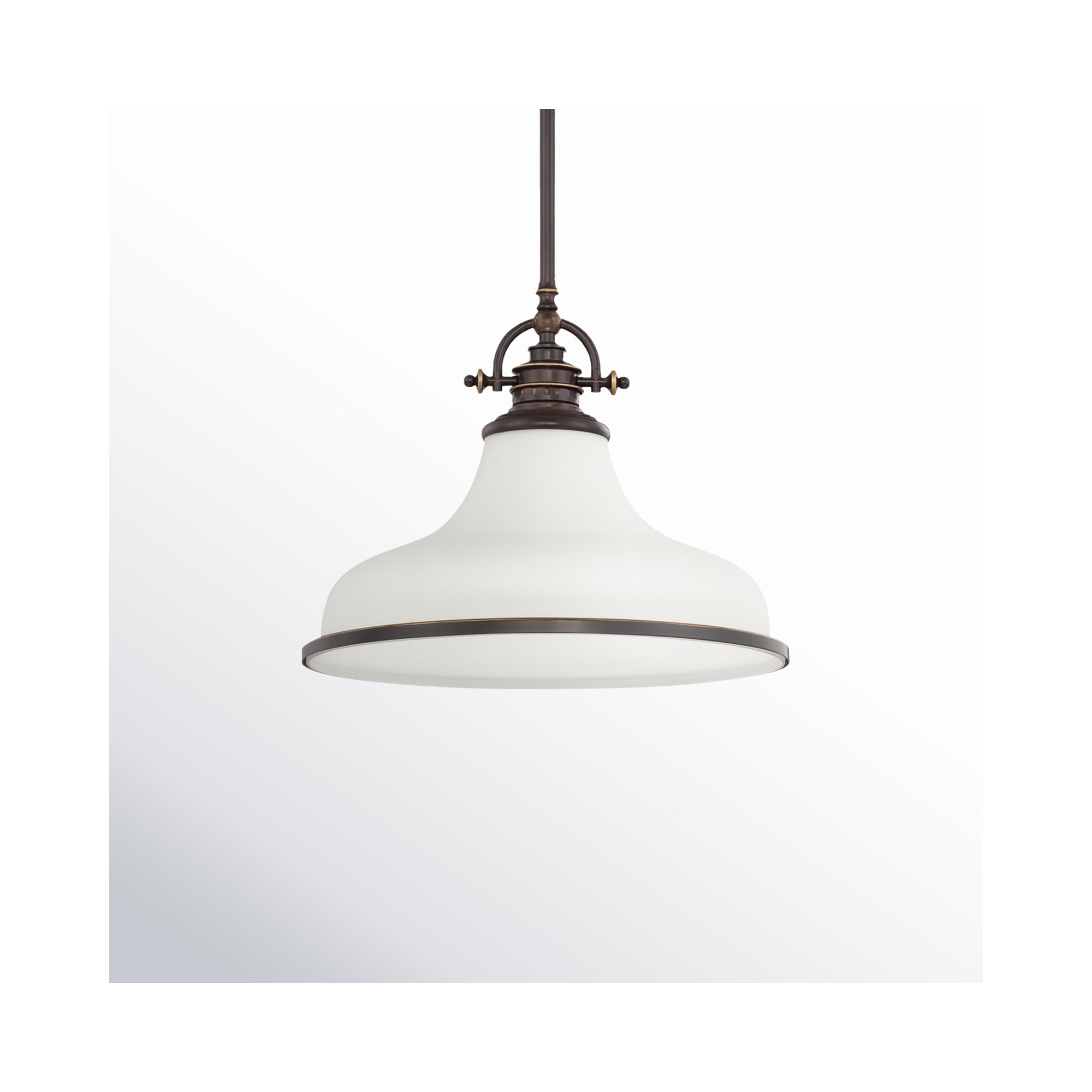 Maybery Single Light Glass Dimmable Pendant, 11.5" H x 13.5" W x 13.5" D, Opal Etched Glass, Palladian Bronze