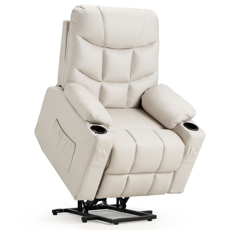 Fauteuil de massage chauffant en similicuir, Blanc