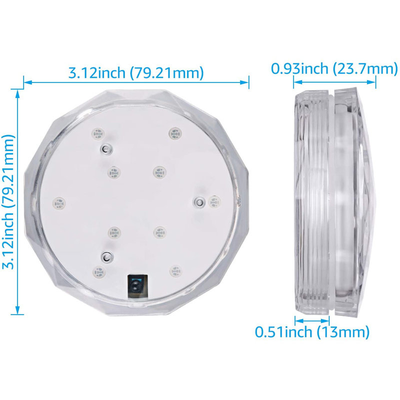 Projecteur de batterie à DEL sous-marin et stroboscopique multicolore décoratif pour piscine d'étang, Blanc