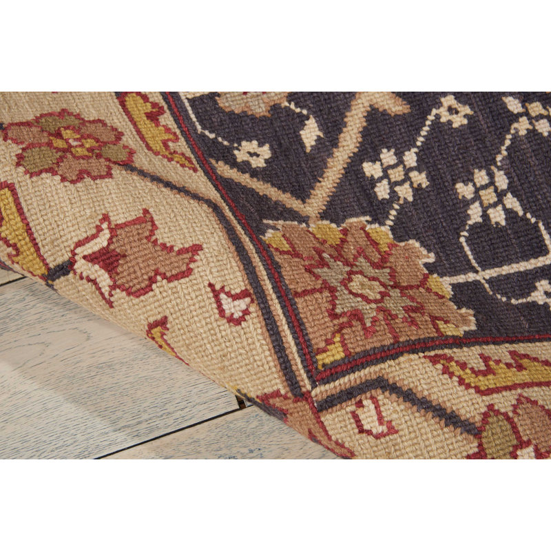 Nourmak Blue and Beige Wool Flatweave Rug 4' x 6'