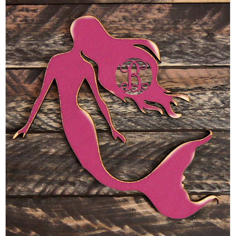 Décoration murale à une seule lettre en bois sirène rétro rustique, H