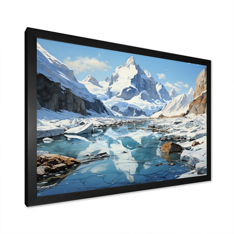 Biagiano Glacier Arctic Reflections - impression, H 12 po x l 20 po x P 1 po, Cadre simple noir