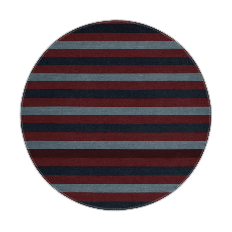 Tapis intérieur / extérieur rouge HorizontalStripes, Rond 5 pi
