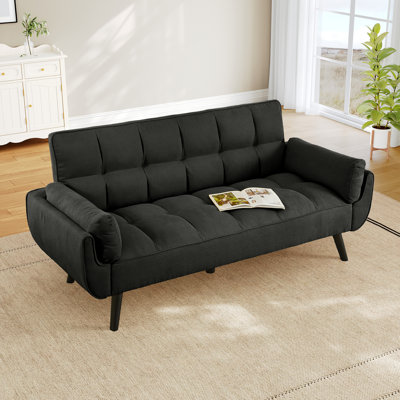 Futon canapé convertible moderne en lin, canapé-lit confortable