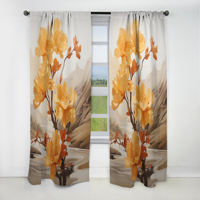 Jazmine - Rideau floral abstrait - Rideau occultant floral - 1 panneau