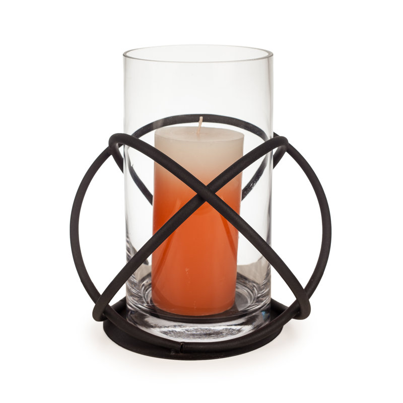 Porte-bougie de table en métal et verre
