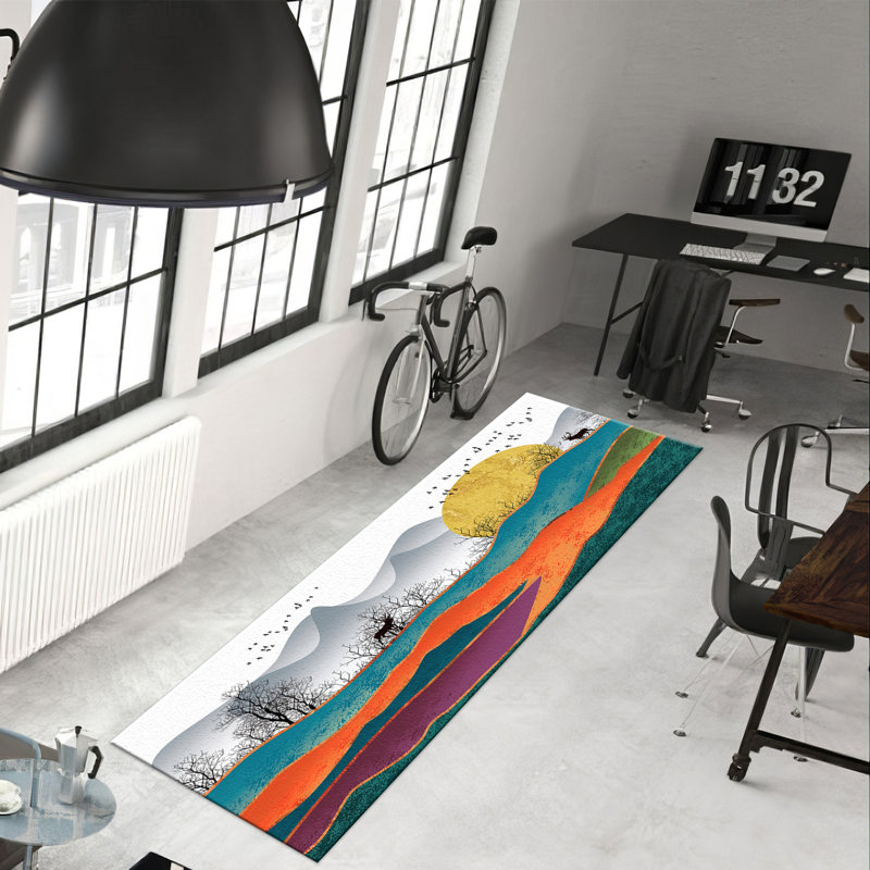 Plush Soft Pile Rug with Abstract Mosaic Art Pattern in Vibrant Shades for Modern Home Decor Enhancement, Runner 3'3" x 9'2"