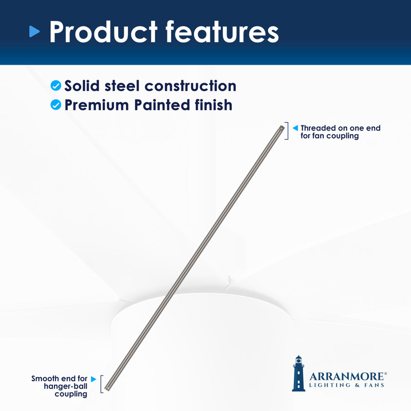Steel Fan Threaded End Downrod, Brushed Nickel, 60" H x 1.25" W x 1.25" D