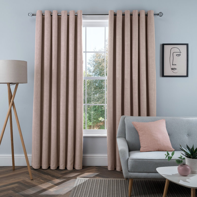 Bittar Blackout Curtain Panel Pair, Cream, 117 W x 137 D cm