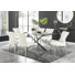 Lenworth Chrome and Glass Rectangular Dining Table Set with 6 Velvet Dining Chairs