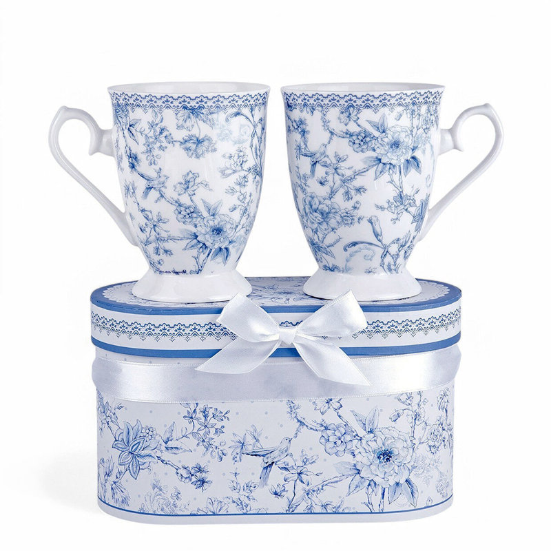 Ensemble de 2 tasses Blue Flowerstall (320 ml) dans une boîte cadeau