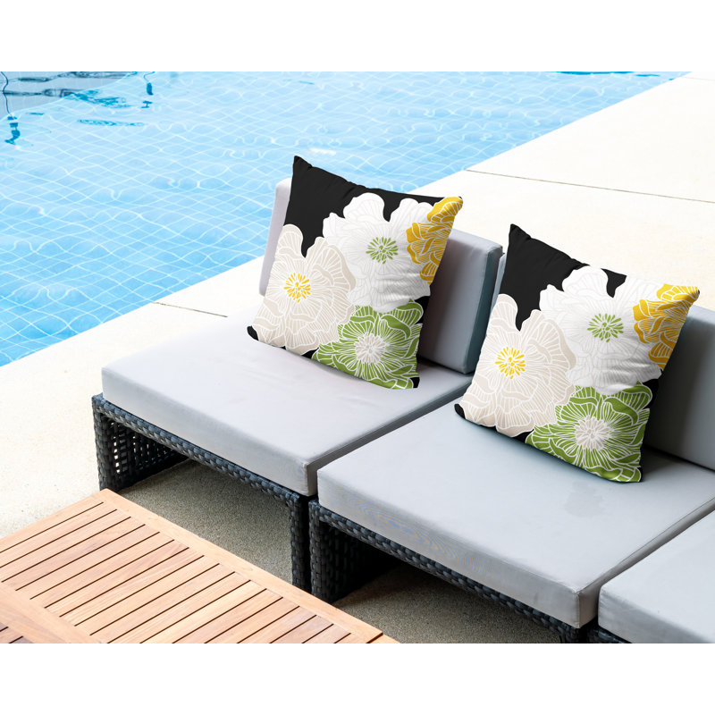 Housse et insert de coussin décoratif intérieur / extérieur en mélange de polyester, L 19 po x H 19 po, Blanc