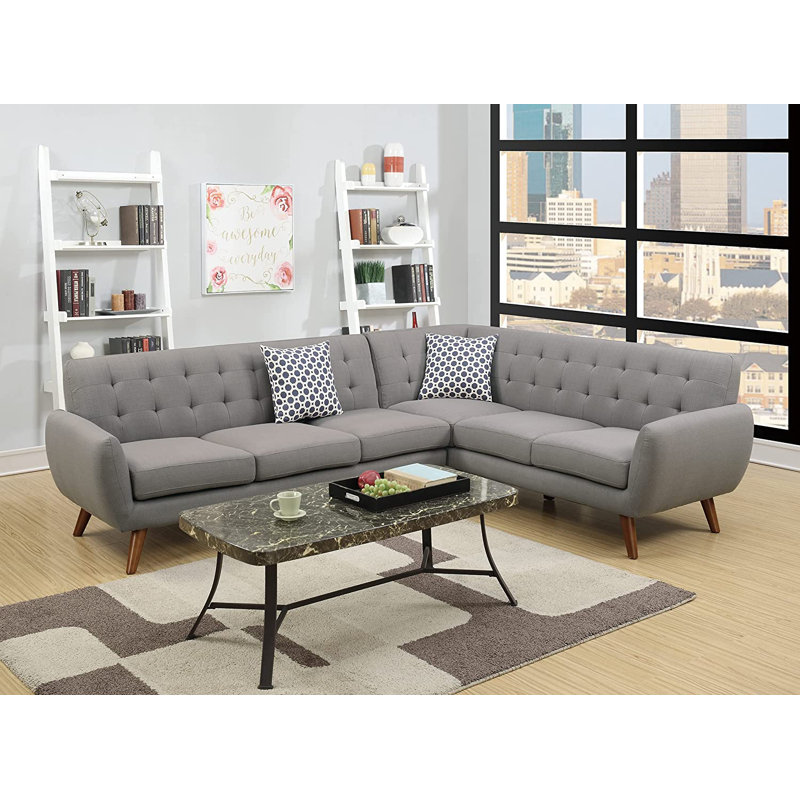 Canapé modulaire 2 pièces Piotrowski, Mélange de polyester gris