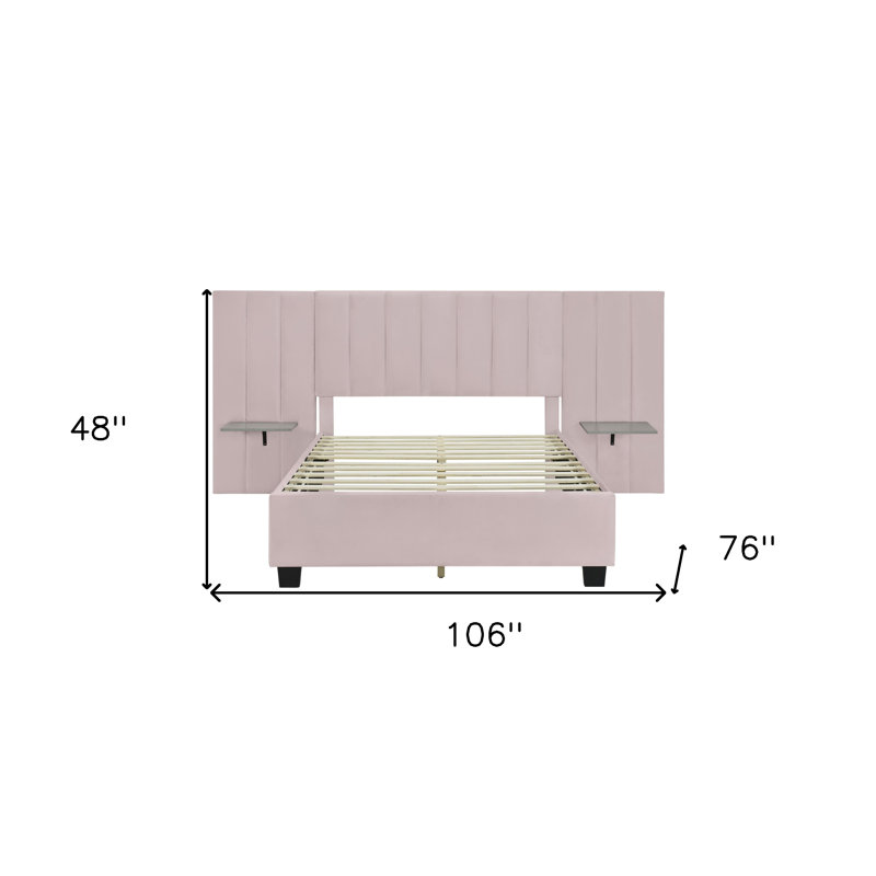 Structure de lit double tapissier rose