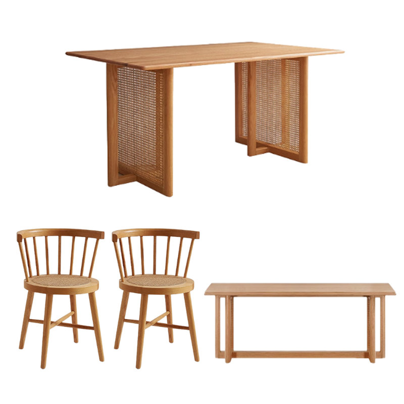 Table de salle à manger rectangulaire durable en chêne rouge, H 29,13 po x L 70,86 po x l 33,46 po