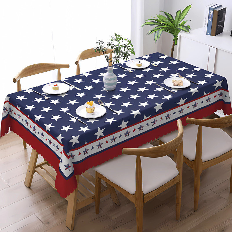 Nappe en polyester 4th Day ndependence Day, Étoile rayonnante bleue, L 86,6 po x l 0,02 po