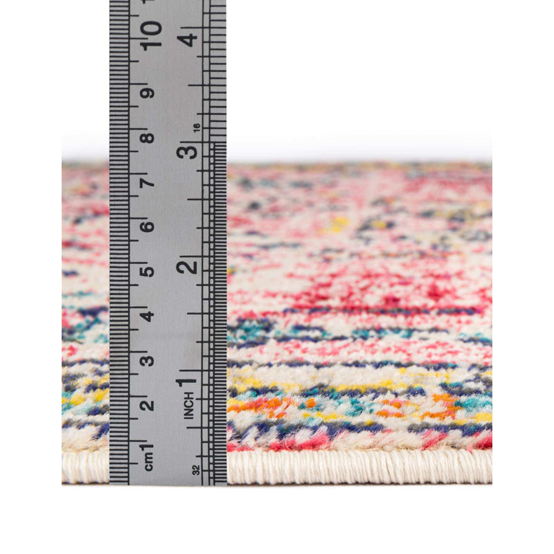 Tapis rose à motif abstrait Ector, Rectangle 10 pi x 13 pi 1 po, Pink