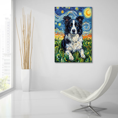 'Border Collie Starry Night' by Rich Monet Acrylic Glass Wall Art, 24" x 36"