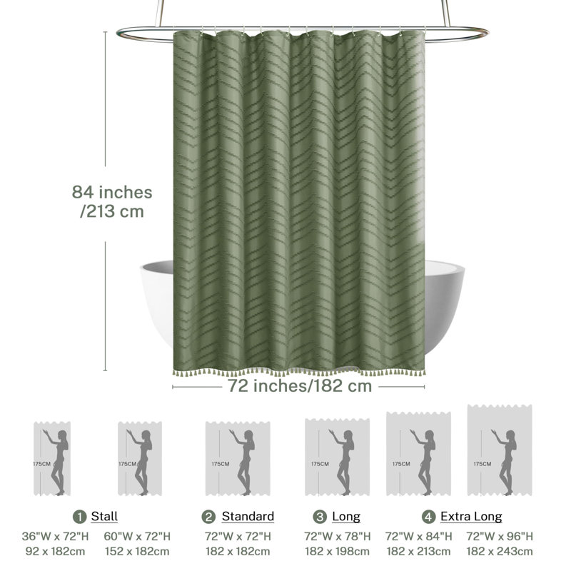 Akhsa Fabric Shower Curtain, Sage Green