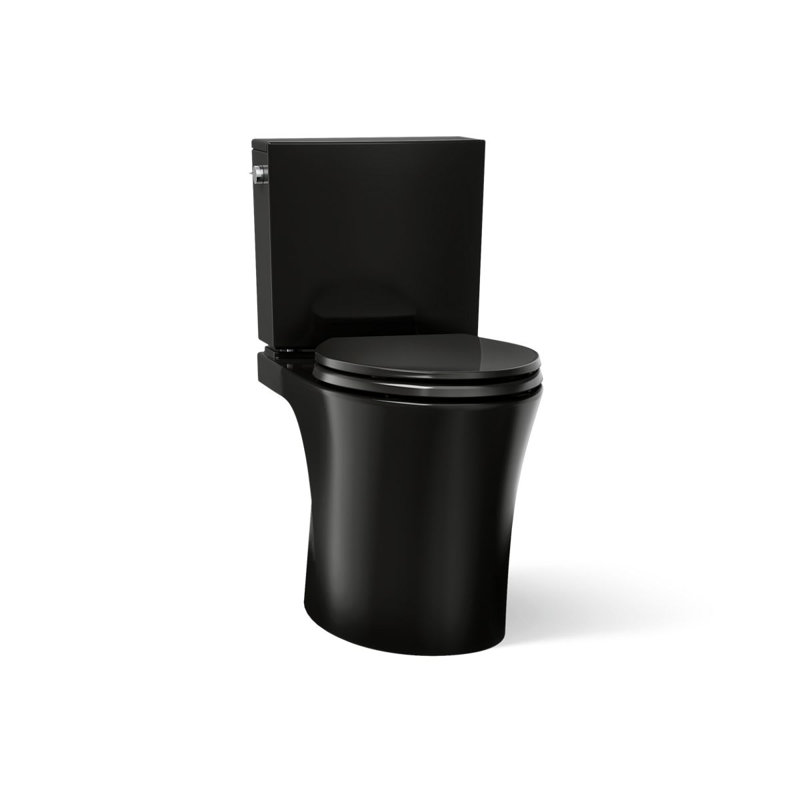 Veil Two-Piece Elongated Toilet With Skirted Trapway 1.28 GPF, Left, Black