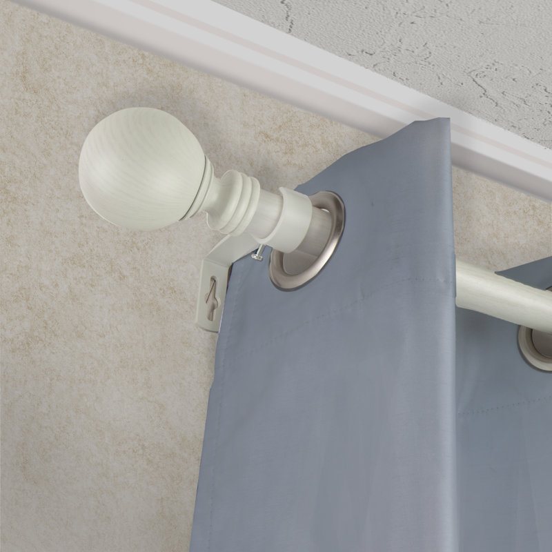 Tringle à rideaux simple en faux bois Abdulahi, Blanc perle, 160" - 240"