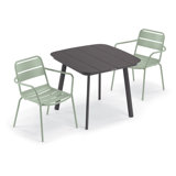 Kapri And Eiland 2 - Person Square 36" Long Powder Coated Aluminum Outdoor Dining Set