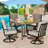 5 Piece Outdoor Dining Set Swivel Chairs With Faux Woodgrain Dining Table-1403777375
