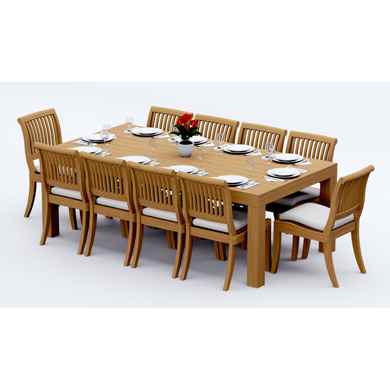 Teak Wood Patio Dining Set with, 10