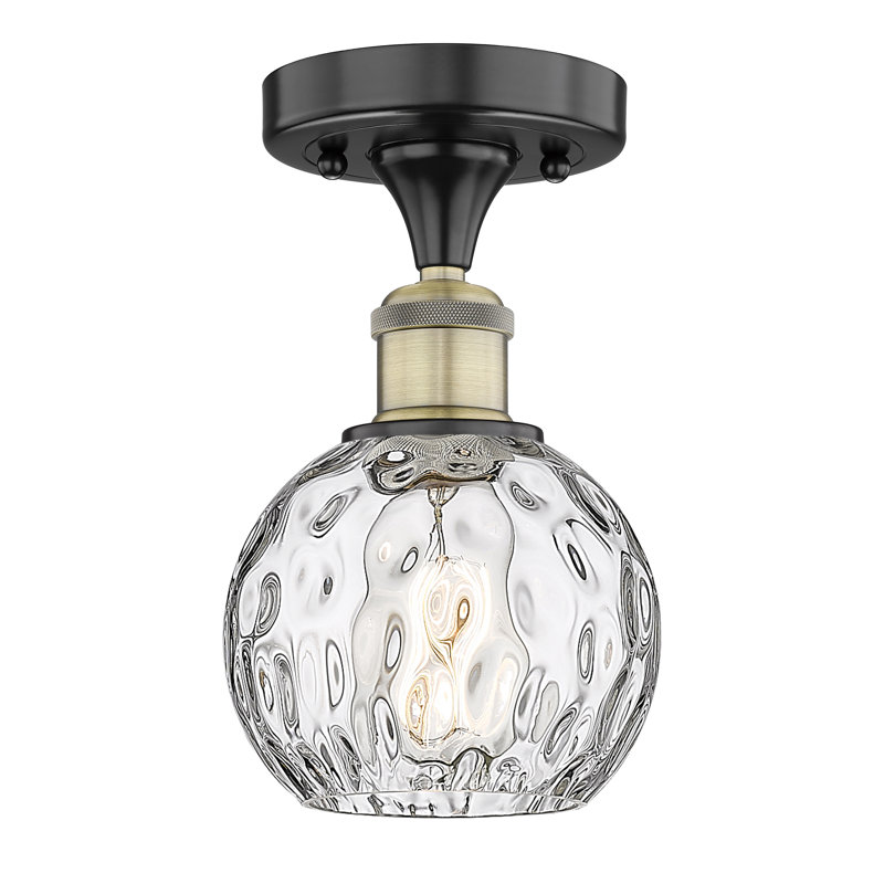 Plafonnier semi-encastré 1 lumière 8 po Cindi, DEL, Laiton antique noir, H 8,75 po x l 6 po x P 6 po