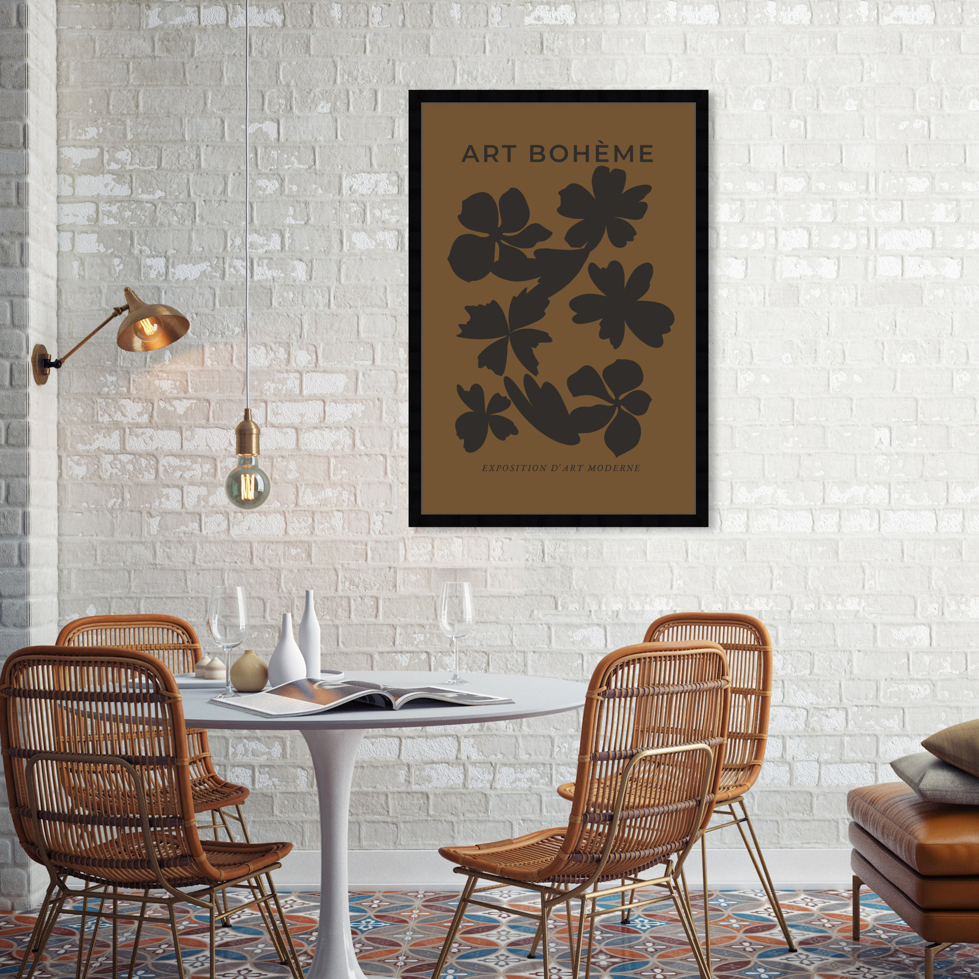 Minimal Black And Brown Floral Pattern by Oliver Gal, Black, 38" H x 26" W