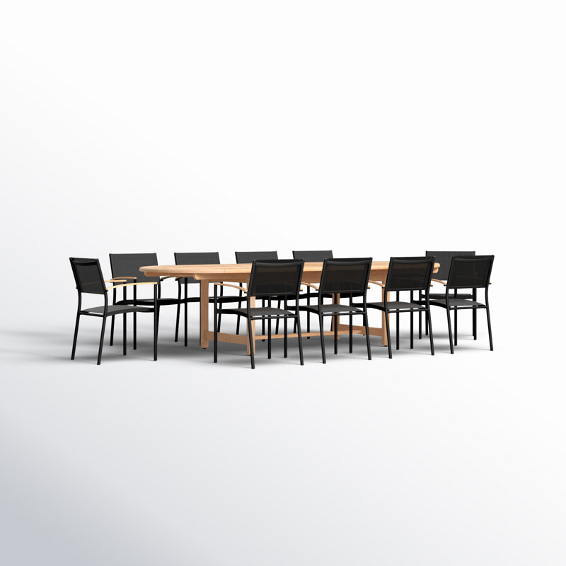 Anautica 10 - Person Teak Patio Dining Set with Oval Table