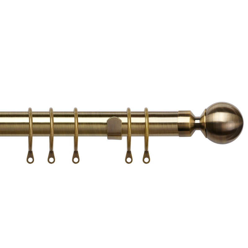Verutiao 25-28mm Extendable Ball Pole, Antique Brass, 120 cm - 210 cm W