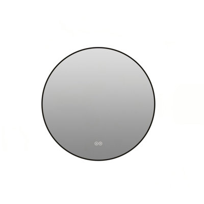 Miroir de salle de bain rond en aluminium noir de 61 cm (24 po) avec éclairage DEL - Miroir mural antibuée à intensité variable et 3 températures de couleur