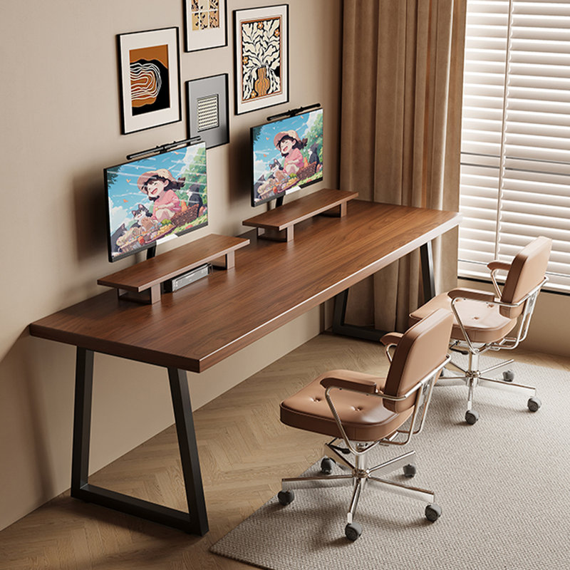 Bureau rectangulaire en bois massif de couleur châtaignier clair, Châtaignier clair, H 29,53 po x l 62,99 po x P 27,56 po